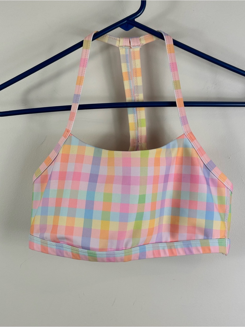 Beyond Yoga t-strap bra, pastel gingham print, size SM, new - Picture 3 of 7